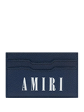 Amiri Large Logo Leather Card Holder in Navy