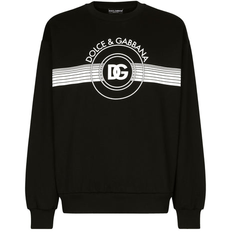 Dolce & Gabbana Jersey DG Logo Print Black Sweatshirt