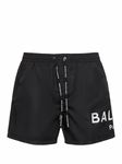 Balmain Logo Tech Swim Shorts in Black