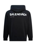 Balenciaga Hand Drawn-logo Cotton Hoodie Black