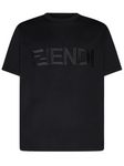 Fendi Embroidered FF Fendi Logo T-Shirt in Black