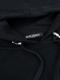 Balmain Paris Flocked Blue Printed Hoodie in Black