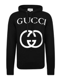 Gucci Interlocking GG Logo Printed Hoodie in Black