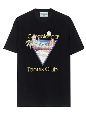 Casablanca Tennis Club Icon Print T-Shirt in Black