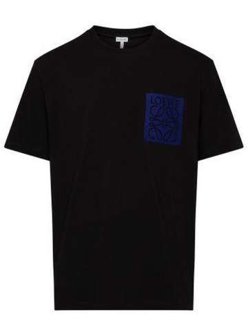 Loewe Blue Anagram Fake Pocket T-Shirt in Black