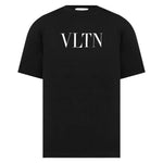 Valentino White Bold VLTN Print Logo T-Shirt in Black