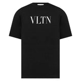 Valentino White Bold VLTN Print Logo T-Shirt in Black