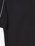 Fendi Logo Embossed Crewneck T-Shirt in Black